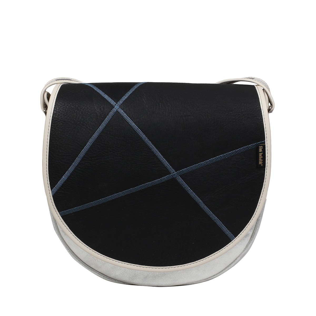 srebrna listonoszka damska listonoszka   z czarną klapą Zuza