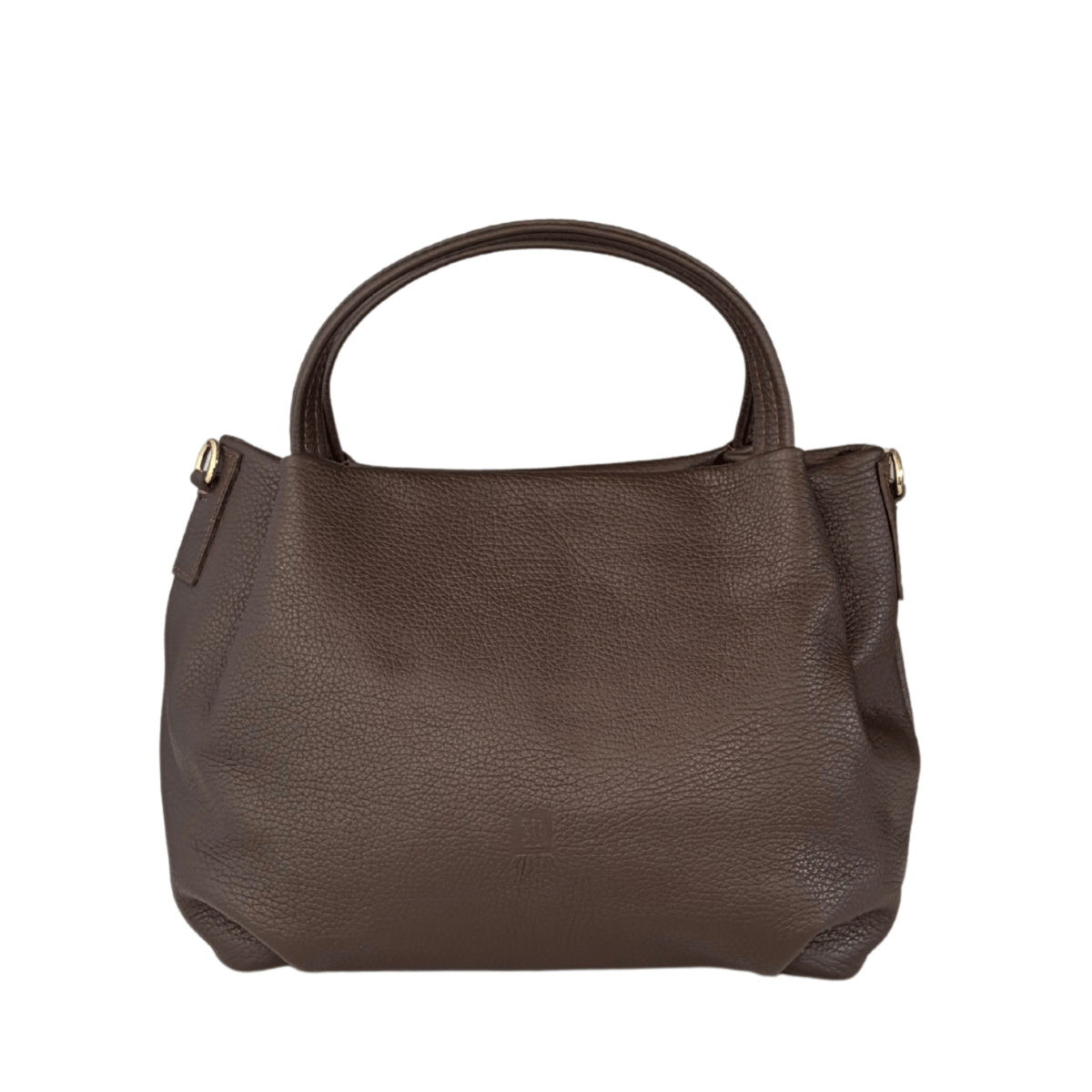 brązowa torebka skórzana damska typu worek, z odpinanym długim paskiem