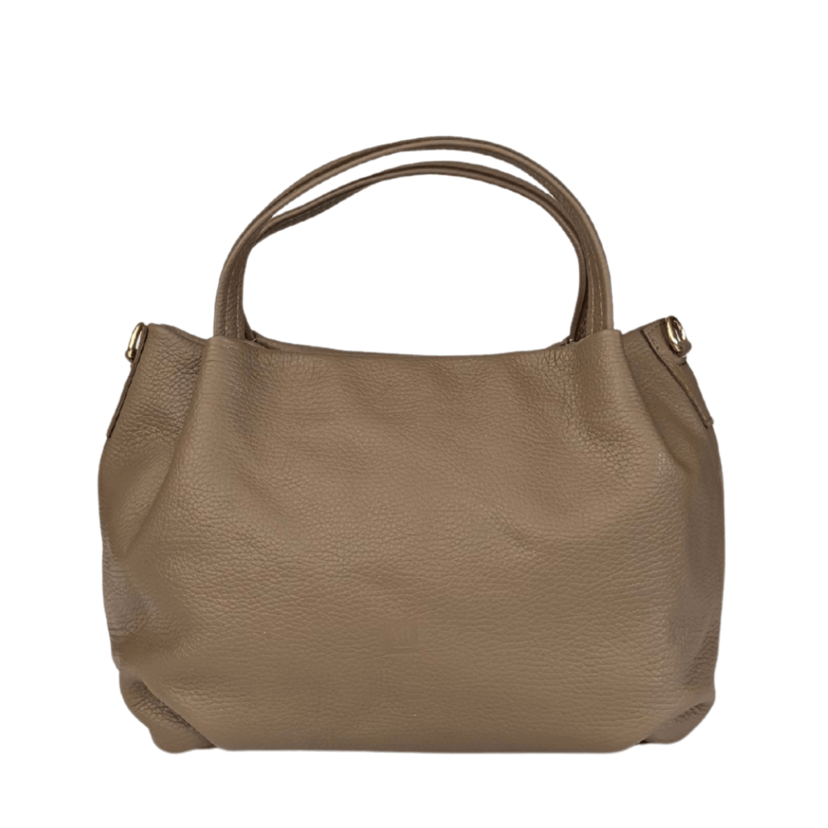 beżowa torebka skórzana damska typu worek, z odpinanym długim paskiem