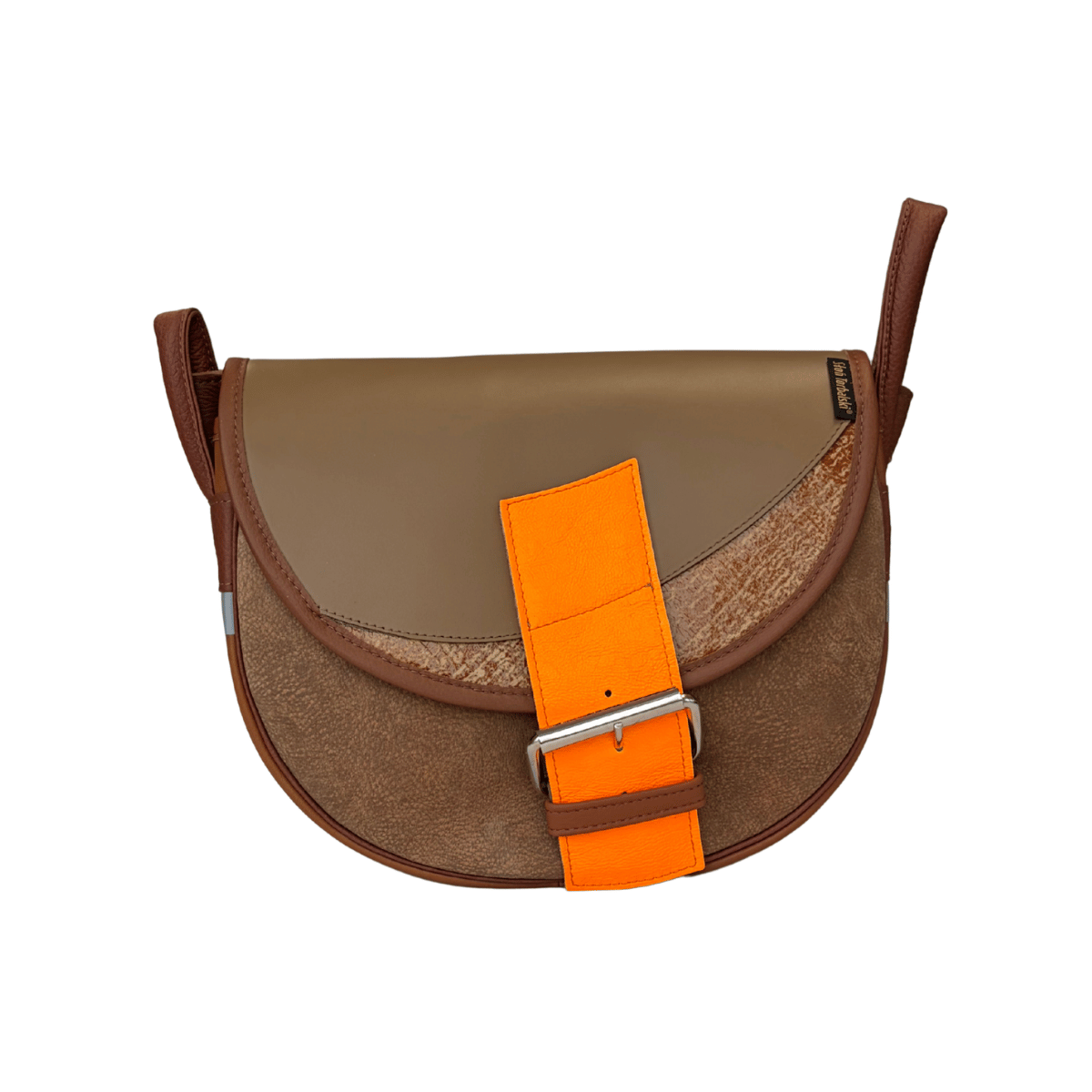 brązowo beżowa torebka listonoszka skórzana na ramię Freshman Mini