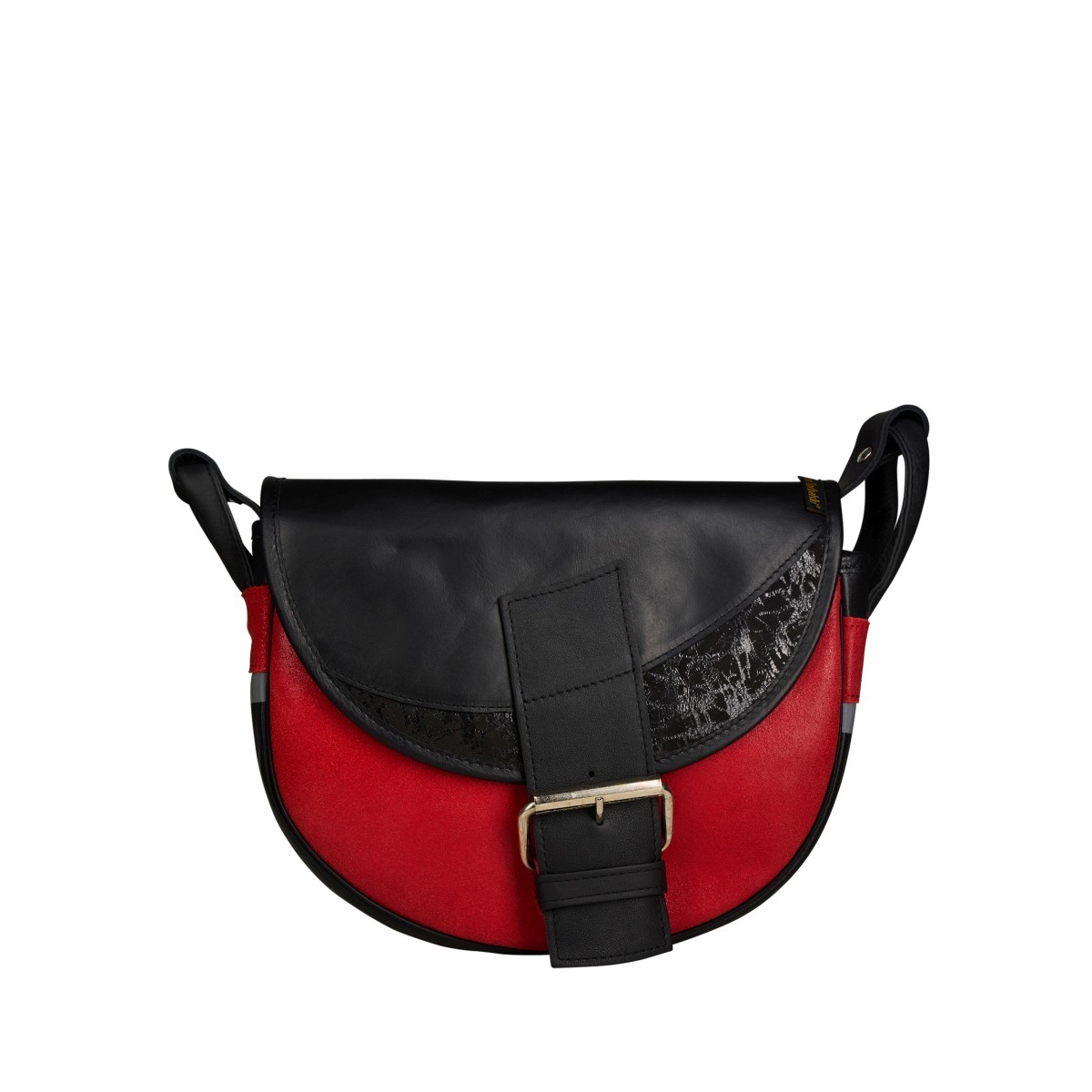 czarno-czerwona torebka damska skórzana Freshman Mini na ramię listonoszka