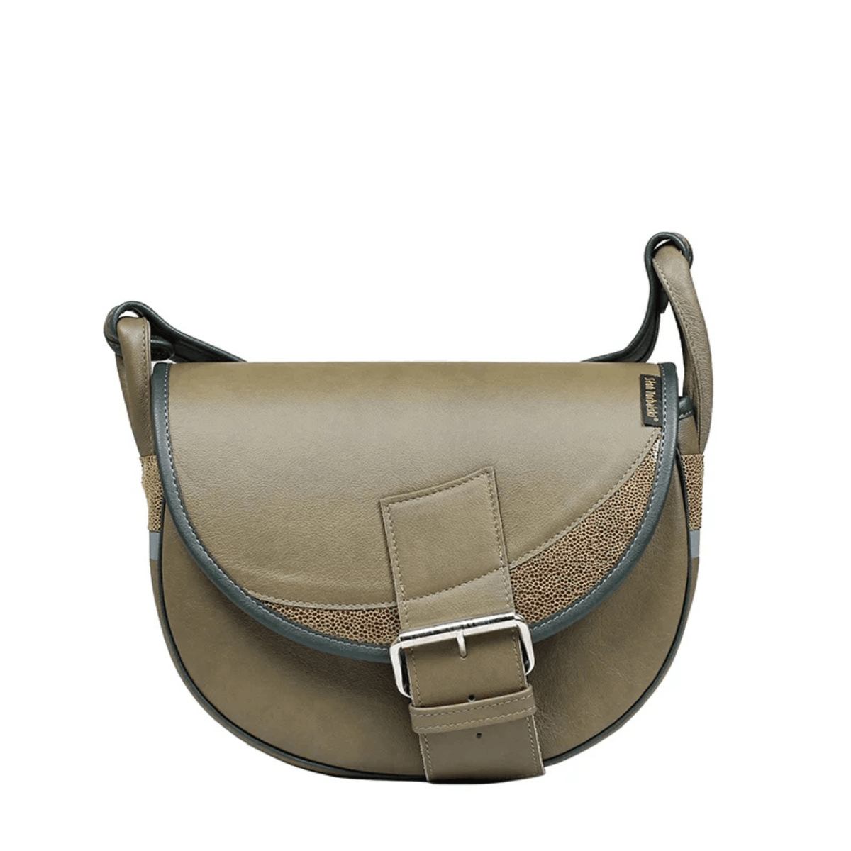torebka damska skórzana Freshman Mini na ramię listonoszka zielona-khaki