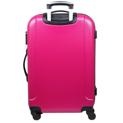 różowa walizka na kółkach