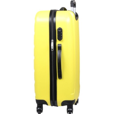 duża żółta walizka z szyfrem