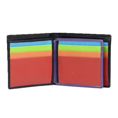 Czarny portfel z kolorowym wnętrzem
